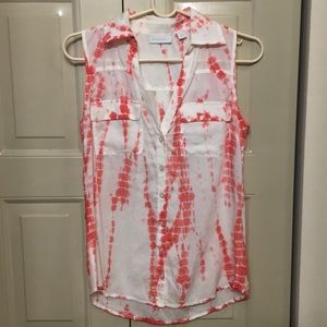 Pink & white sleeveless button down blouse (NY&C)
